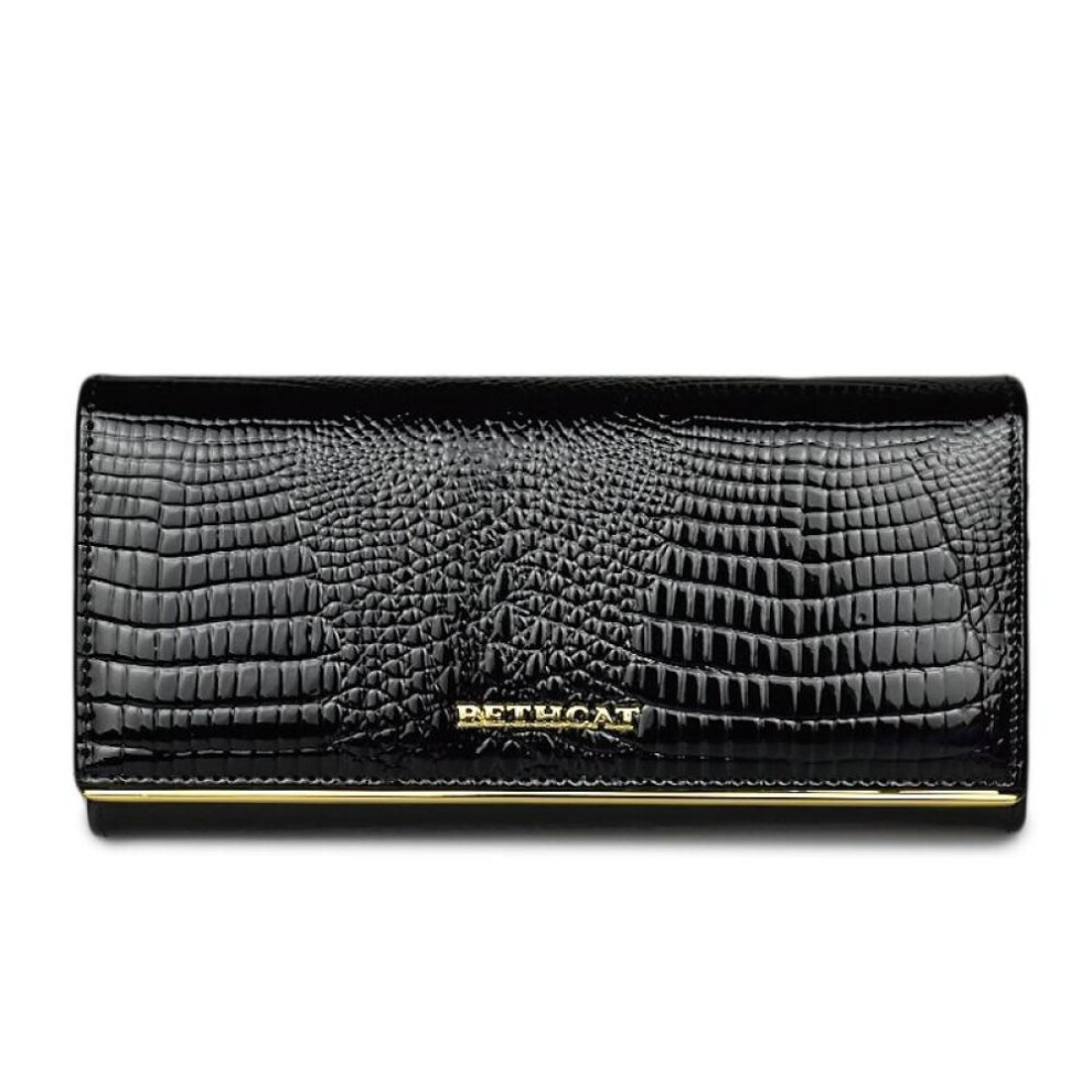 (black, 18.5*9.5*3.5cm) Women Wallet And Purses Genuine Leather Female Coin Card Holder Purse Ladies Money Bags Alligator Cow Wallets