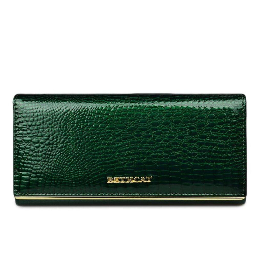 (green, 18.5*9.5*3.5cm) Women Wallet And Purses Genuine Leather Female Coin Card Holder Purse Ladies Money Bags Alligator Cow Wallets