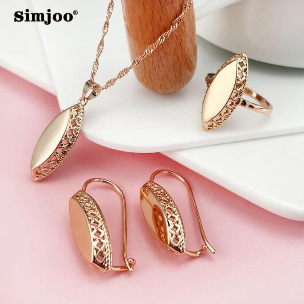 (as the picture, 7) Simjoo Fashion Gloss Hollow Out High Class Necklace Ring Necklace Set