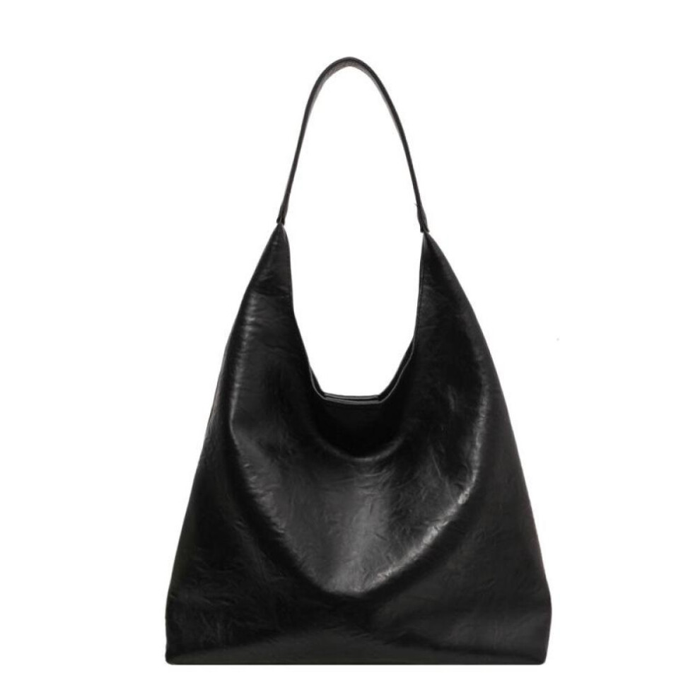 (black) Large Capacity Bag Women&apos;s Shoulder Bucket Bag Pu Leather Class Tote Bag