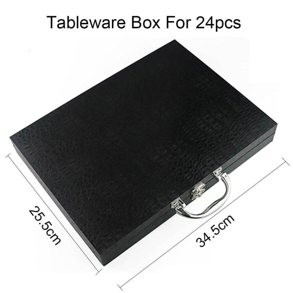 (black, for 24pcs) Tableware Box For Dinnerware Set Antioxidative Wooden Gift Box Cutlery Collection Case Gold Black Silver Storage Box
