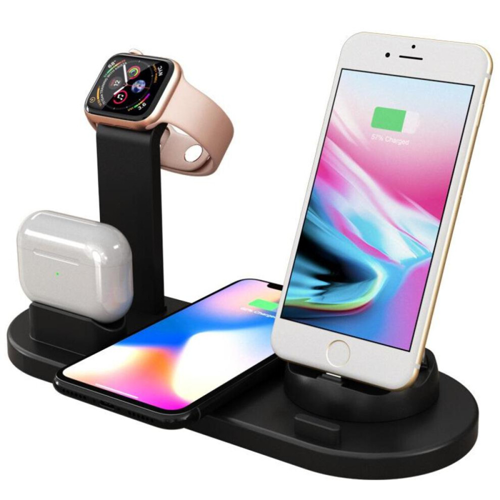 (black) 4 In 1 Wireless Charging Induction Charger Stand For Iphone 14 13 12 11 Pro Max Samsung Airpods Pro Apple Watch Ultra 8 7 Docking Station