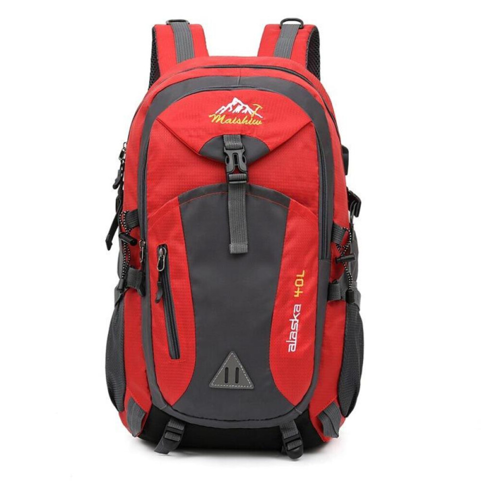 (red) 40l Unisex Waterproof Men Backpack Travel Pack Sports Bag Pack Outdoor Hiking Climbing Camping Backpack For Male