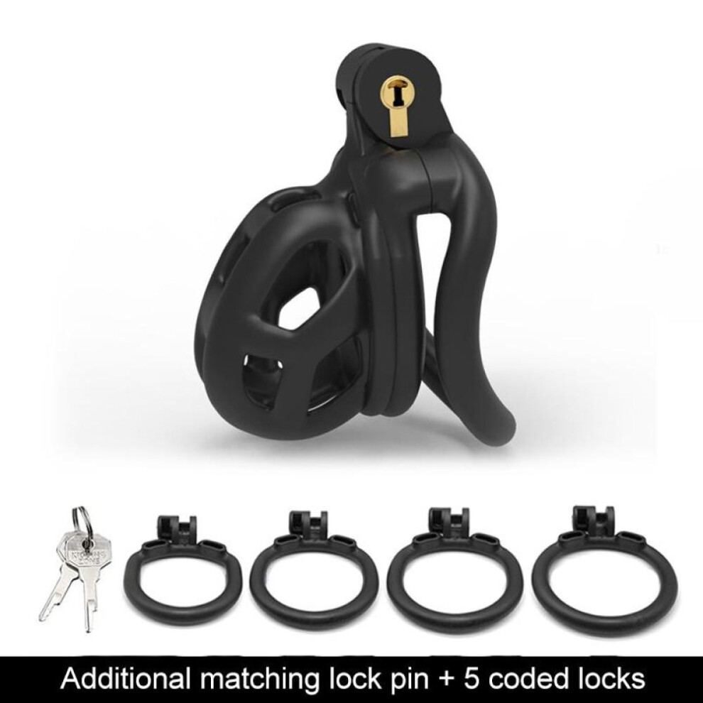 (Nub) Men&apos;s Resin Nylon Chastity Belt Set With 4 Cock Penis Rings Sleeve Lock Cobra Cock Cage With Keys Male Extreme Bondage Sex Toys