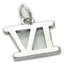 Roman Numeral Number 6 Sterling Silver Charm .925 X 1 Vi Numerals Charms - 4294