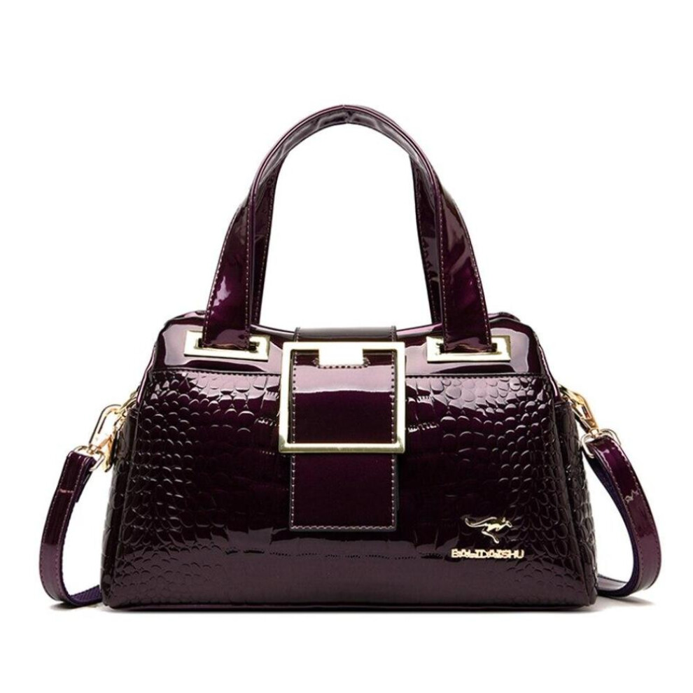 (purple) 2 Layer Large Capacity Tote Bag Luxury Handbags Women Bags Designer Crocodile Pattern Ladies Boston Shoulder Bag High Quality
