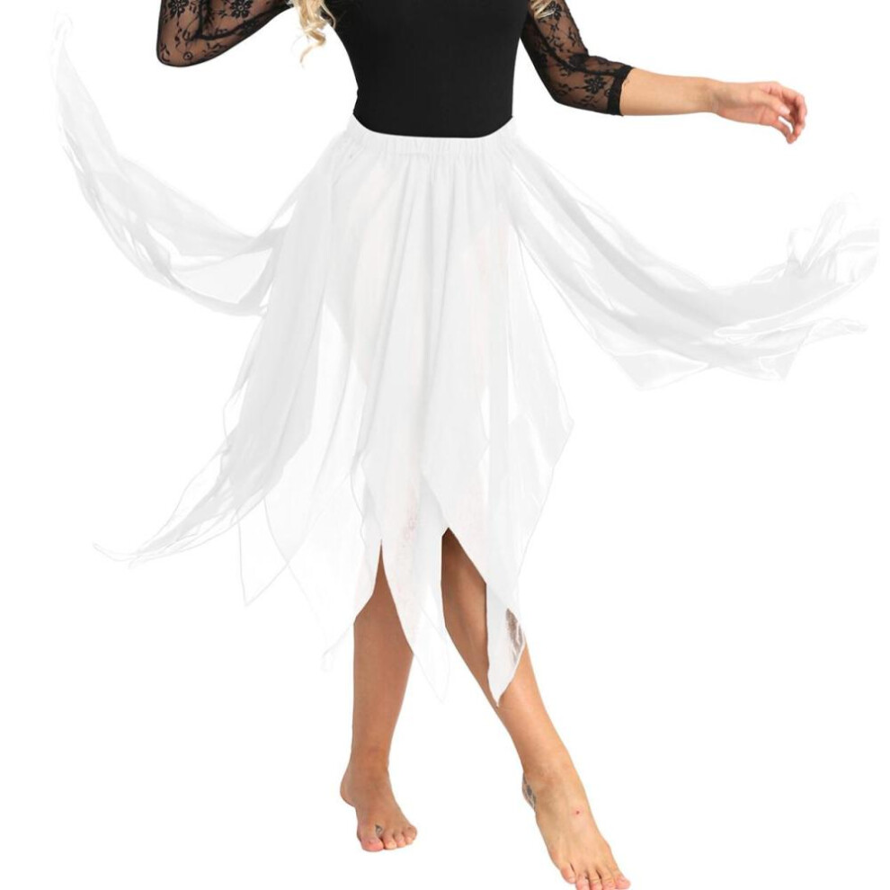 (white) Women&apos;s Dance Skirt Asymmetric Chiffon Lyrical Dance Costumes Side Split Skirts