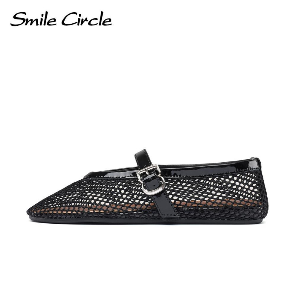(black, 37) Fishnet Ballet Flats Women Mary Jane Sexy Mesh Flats Shoes Ladies Summer Sandals Alaia Style