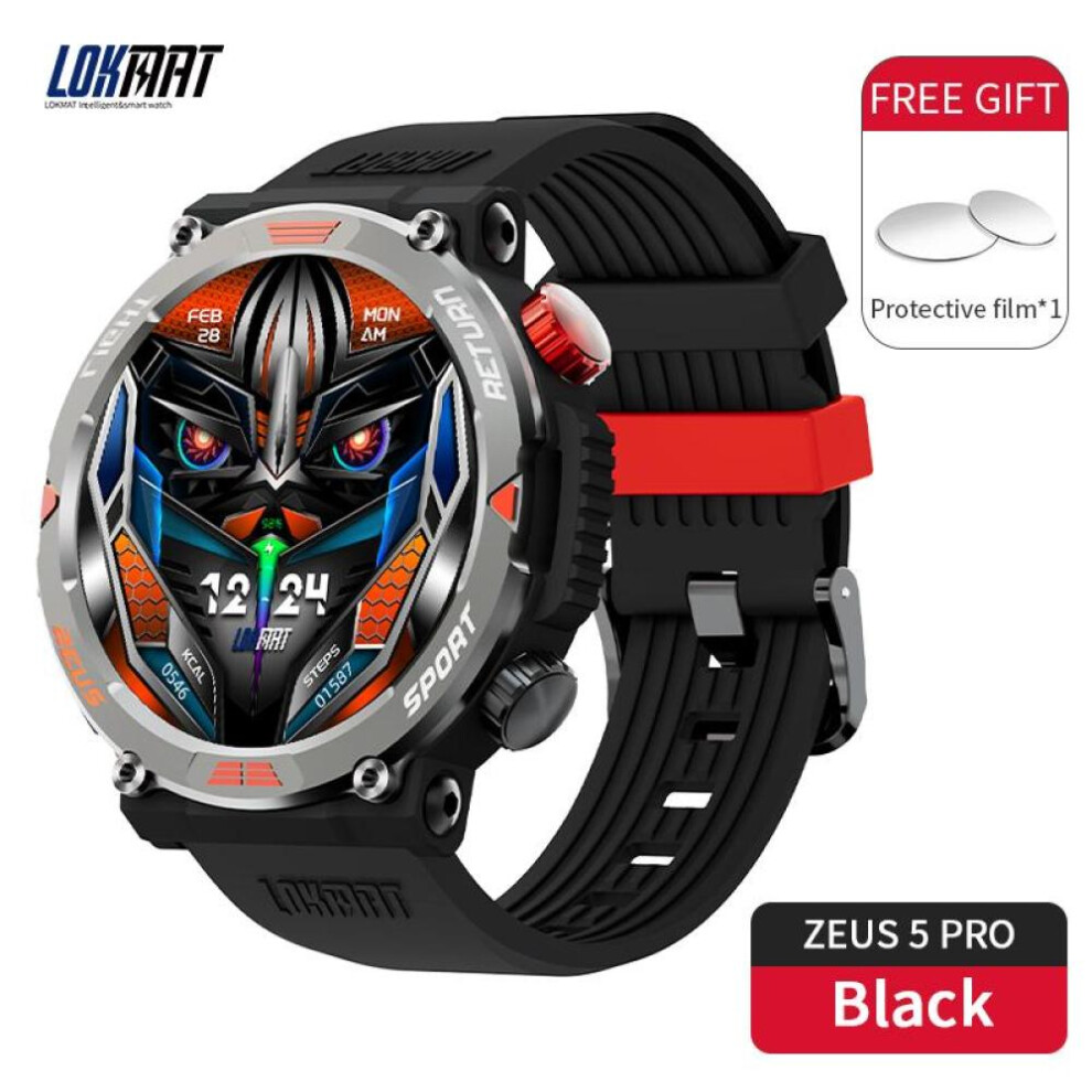 (black) Lokmat Zeus 5 Pro Flashlight Smart Watch Bluetooth Calls Watch Waterproof Fitness Tracker Message Push Smartwatches For Phone
