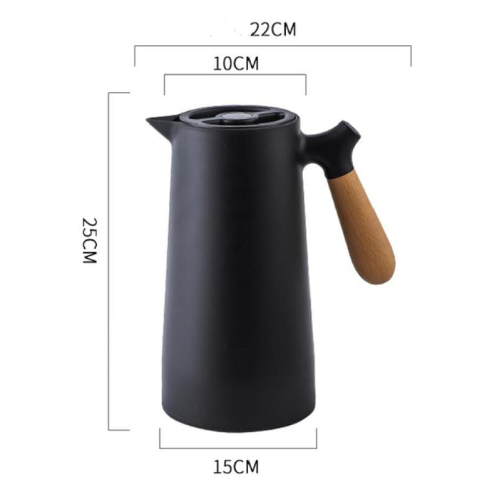 (black) 1l Large Capacity Thermos Thermal Insulation Kettle Household Thermal Insulation Pot Glass Liner Thermos Hot Water Bottle