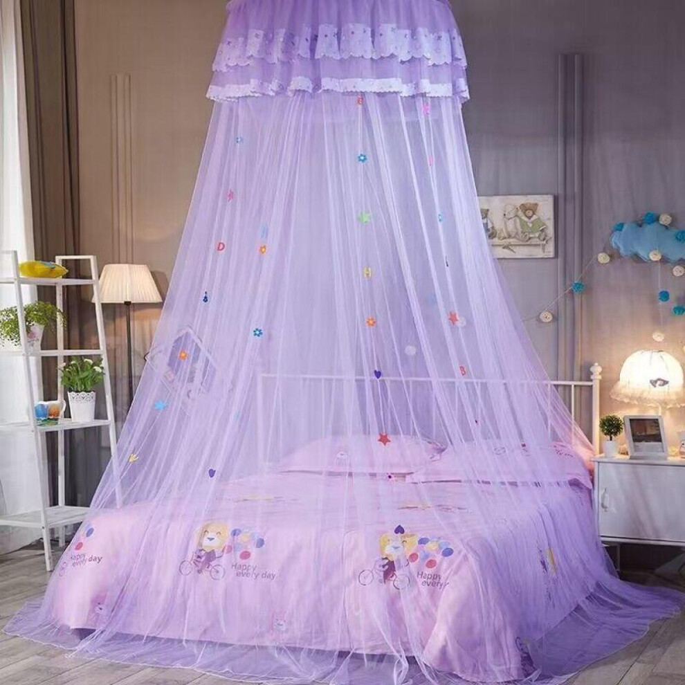 (purple) Children Elegant Tulle Bed Dome Bed Netting Canopy Circular Pink Round Dome Bedding Mosquito Net
