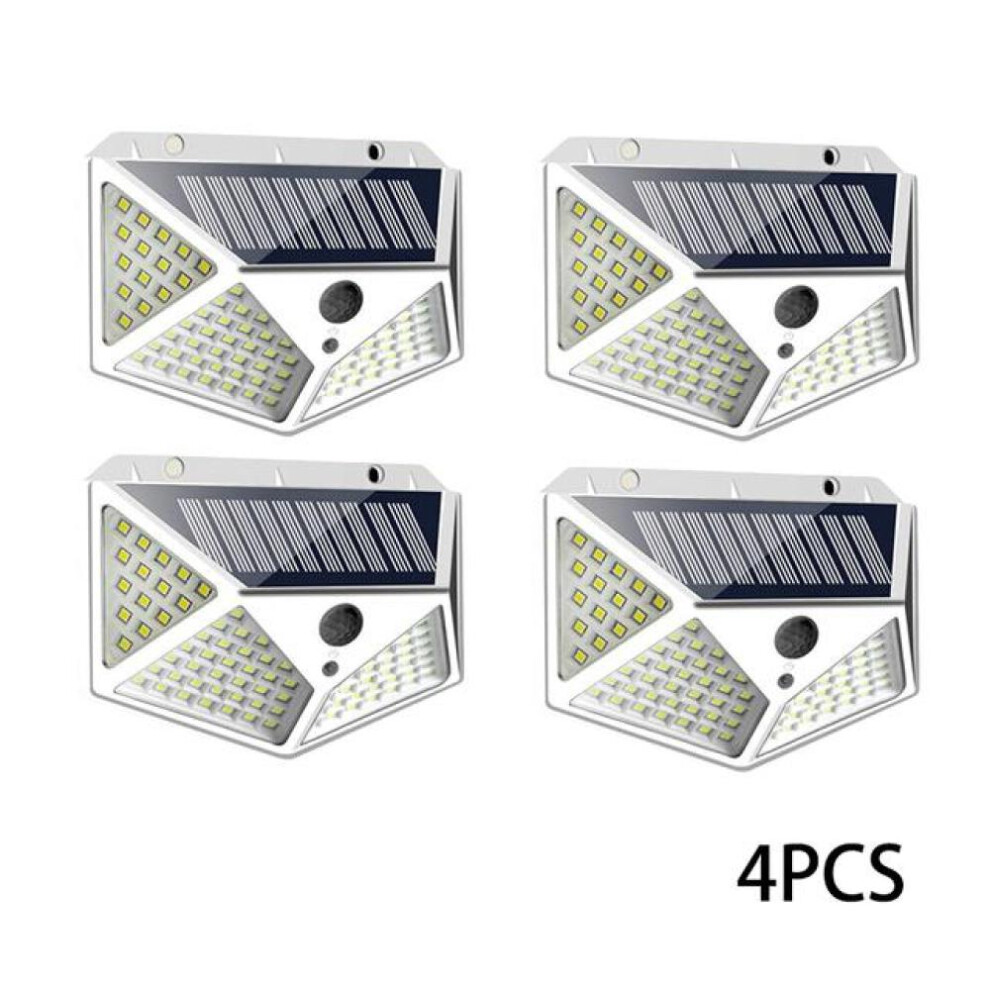 (white, 4PCS) New Solar Lights Outdoor 100 Led/3 Modes 270 Lighting Angle Solar Motion Sensor Outdoor Light Ip65 Waterproof Wall Lamp