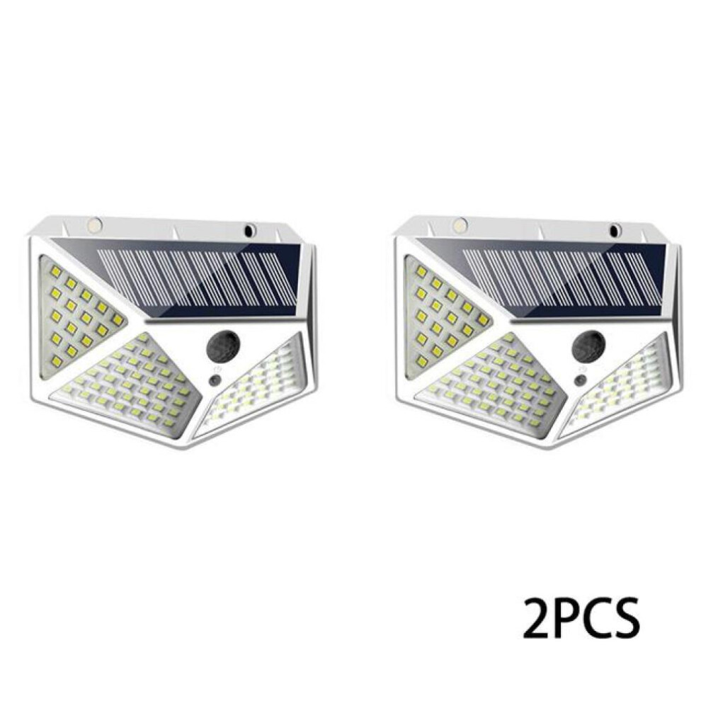 (white, 2PCS) New Solar Lights Outdoor 100 Led/3 Modes 270 Lighting Angle Solar Motion Sensor Outdoor Light Ip65 Waterproof Wall Lamp