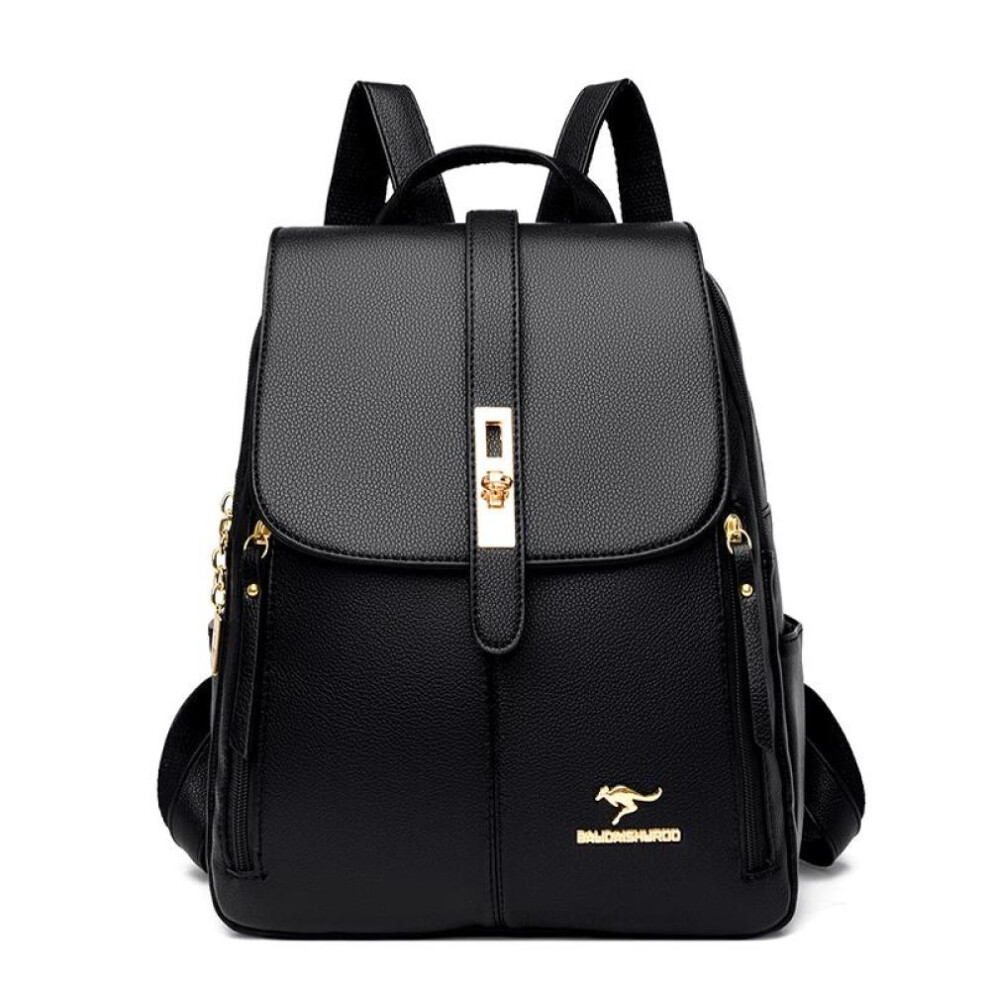 (black) Women Large Capacity Backpack Purses High Quality Leather Female Vintage Bag School Bags Travel Bagpack Ladies Bookbag Rucksack
