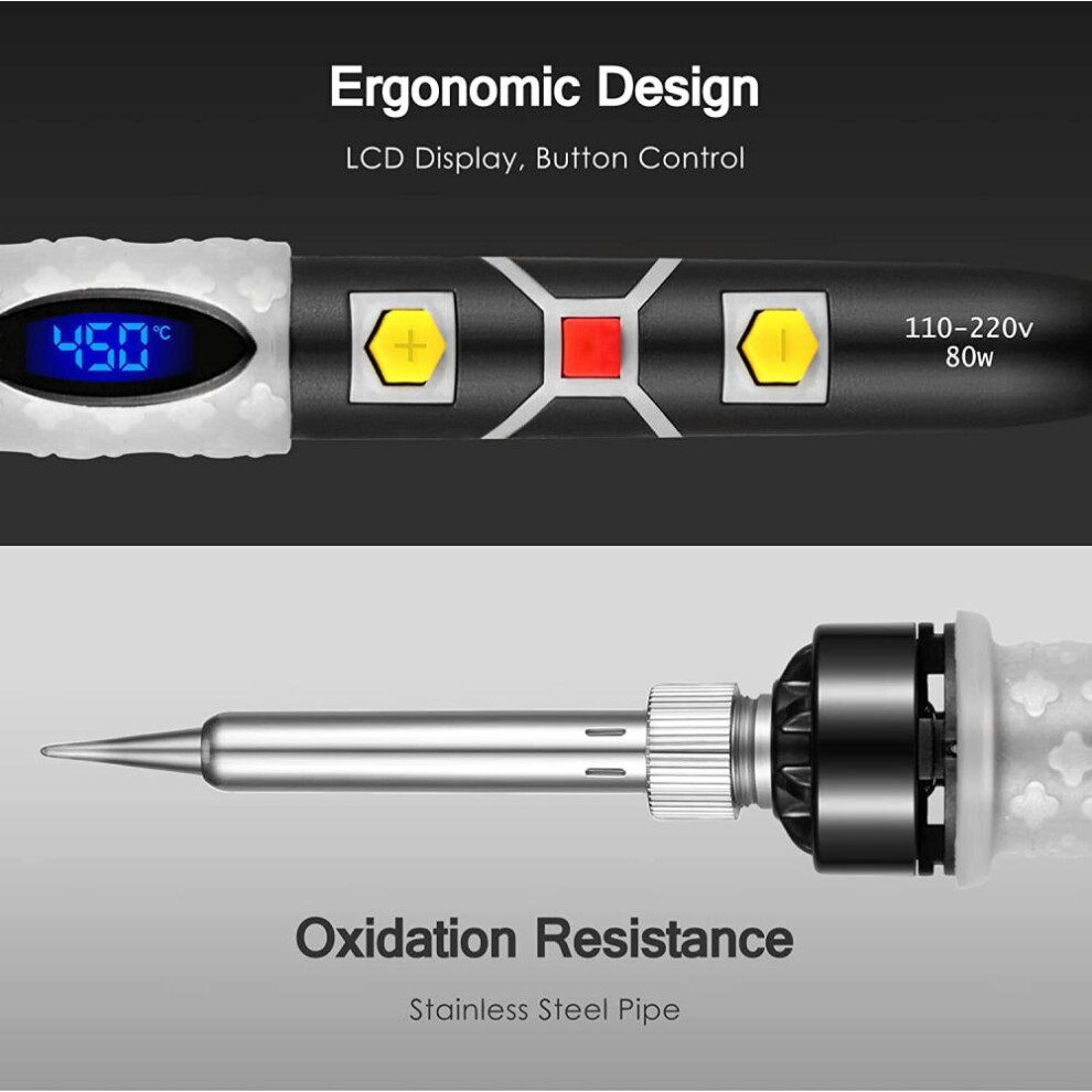 (AU Plug) 80w Digital Electric Soldering Iron Kit Temperature Adjustable 220v 110v Welding Tool Heat Pencil