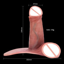 (as the picture, 14.4cm) Realistic Penis Sheath Reusable Silicone Condom Cock Extension Sex Toys Artificial Dick Enlargement/Extender Men Penis Sleeve