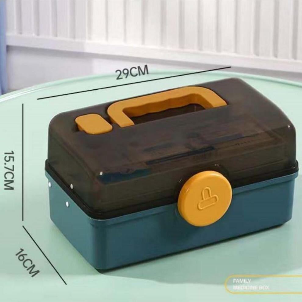 (blue, M) 3 Layers Large Capacity Family Medicine Organizer Storage Box Portable First Aid Kit Container Emergency Pharmacy Pill Box