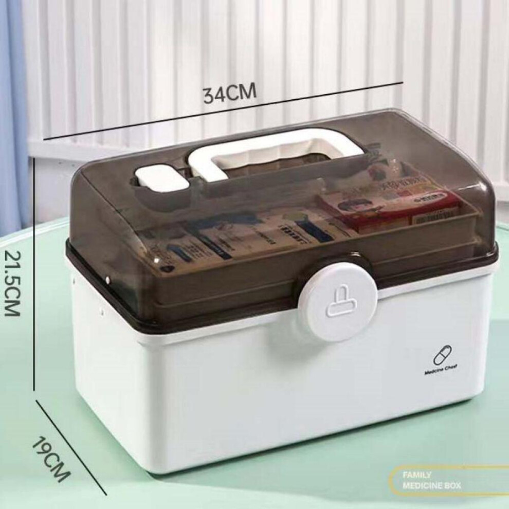 (white, L) 3 Layers Large Capacity Family Medicine Organizer Storage Box Portable First Aid Kit Container Emergency Pharmacy Pill Box
