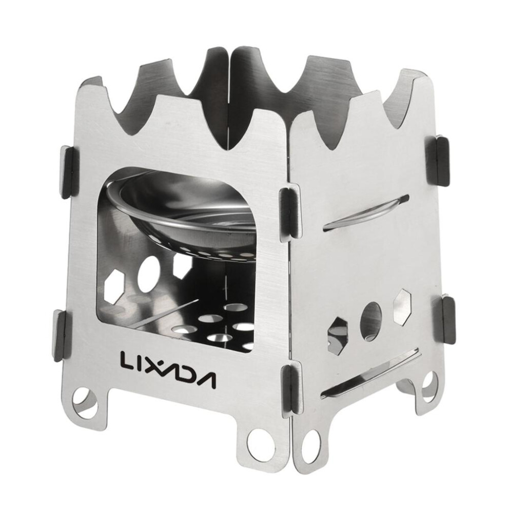 (L) Lixada Titanium Outdoor Camping Stove Portable Ultralight Folding Wood Stove Pocket Stove Camping