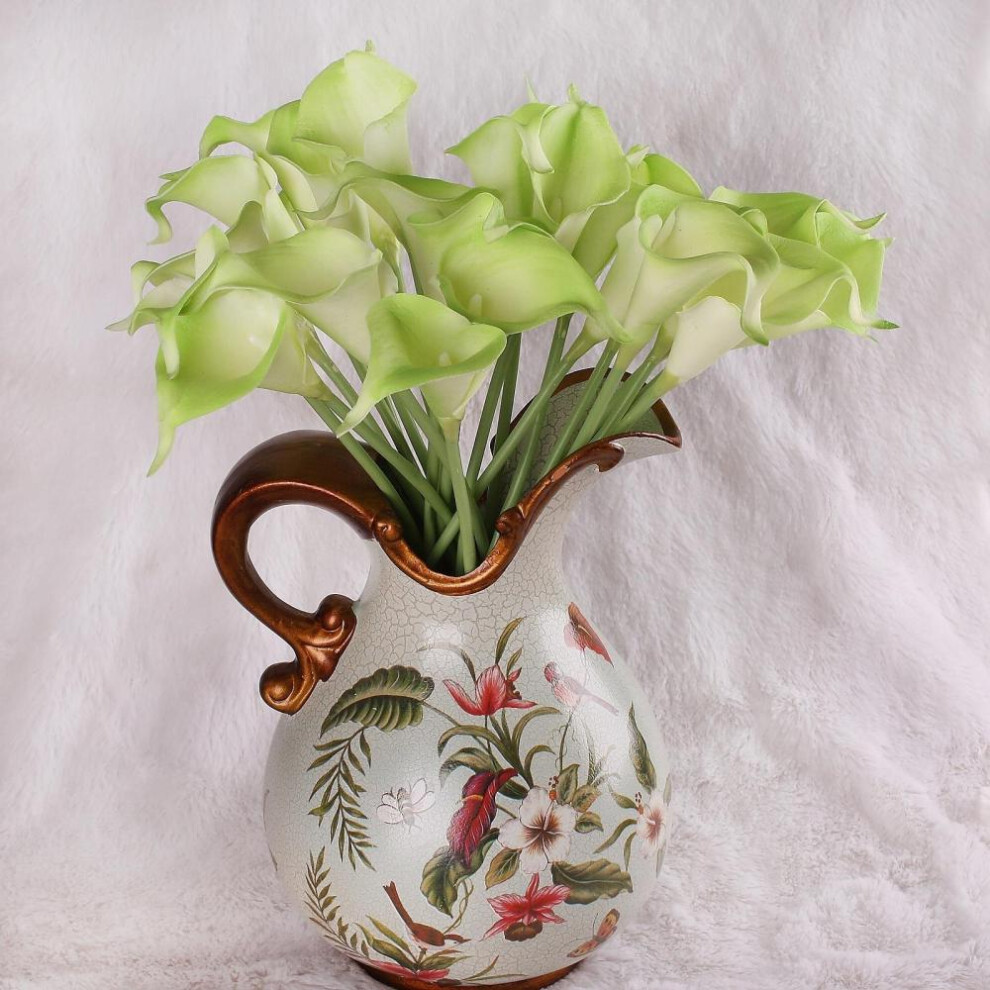 (light green, 10pcs) Pack Of 10 Calla Lily Bridal Wedding Bouquet Head Latex Real Touch Flower Bouquets Home Party Decor