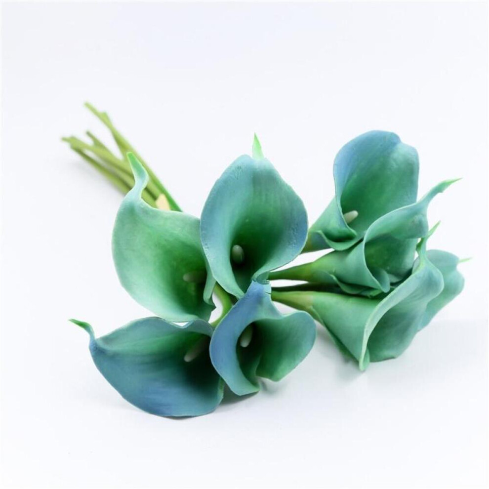 (lake blue, 10pcs) Pack Of 10 Calla Lily Bridal Wedding Bouquet Head Latex Real Touch Flower Bouquets Home Party Decor