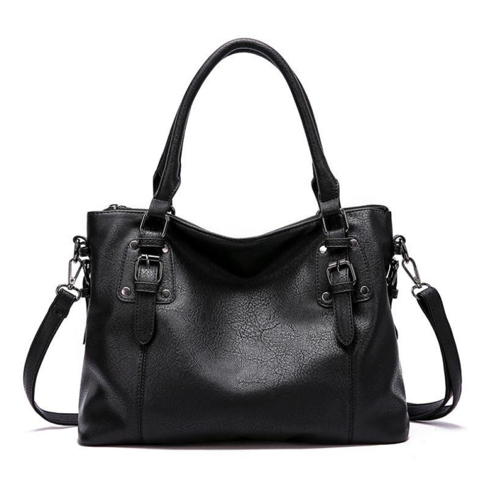 (black, One Size) Women's Bag Retro Simple Shoulder Bag Large Capacity Textured Handbag Elegant Crossbody Bag