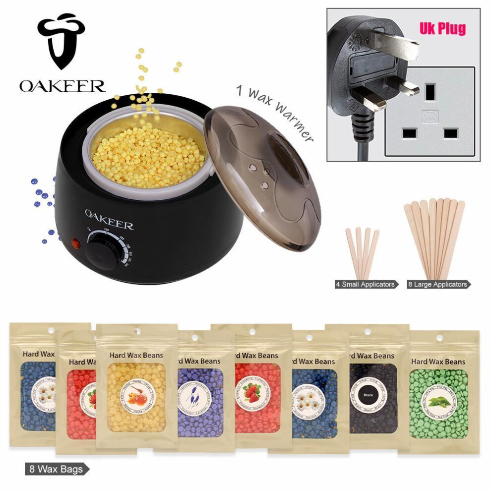 (black, UK Plug) 200ml Wax Warmer Heater Machine Depilatroy Hair Remover Epilator Spa With Waxing Benas Kit For Men Women Eyebrow Depiladora Facial