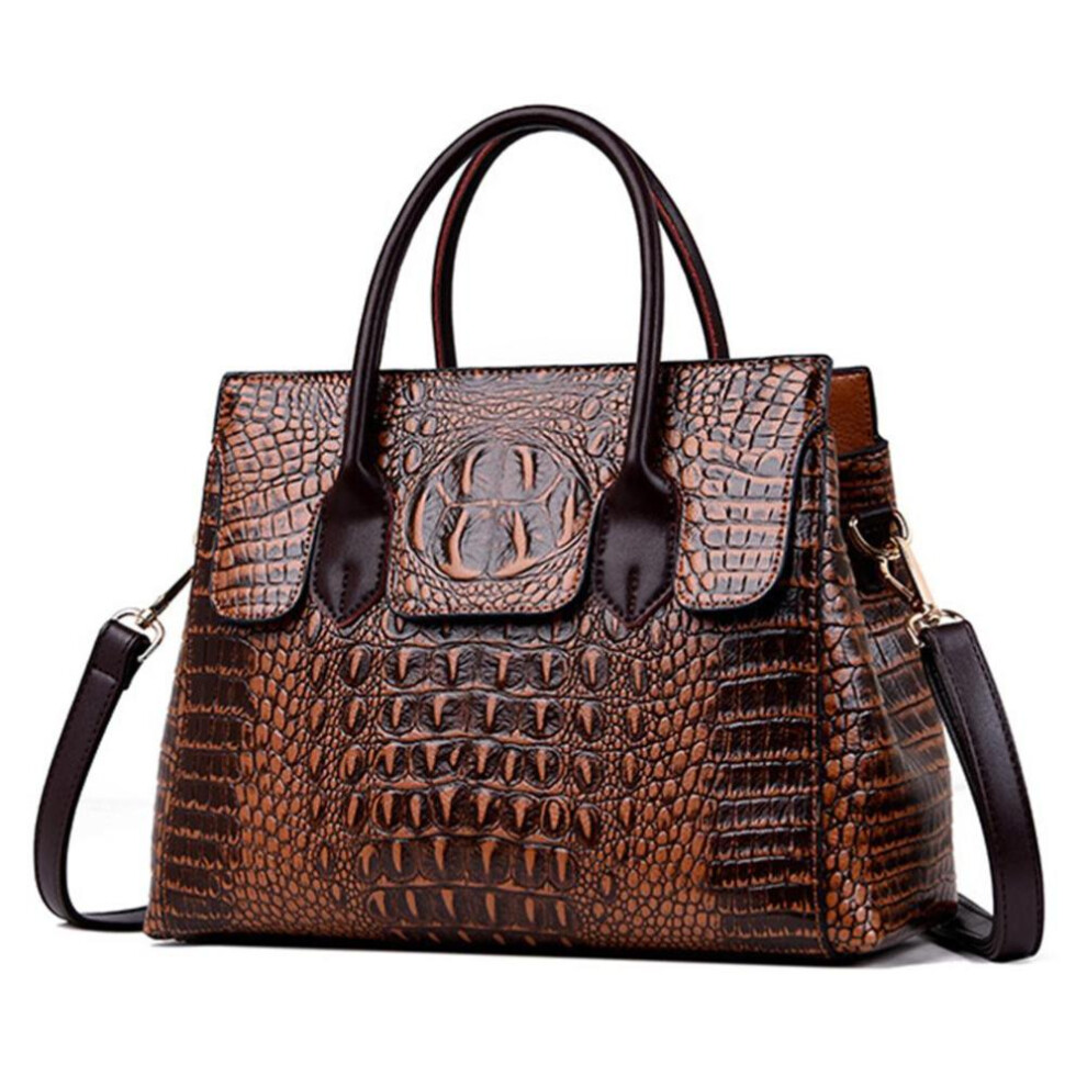 (brown) Women Alligator Leather Handbags Designer Women Messenger Shoulder Bags Retro Tote