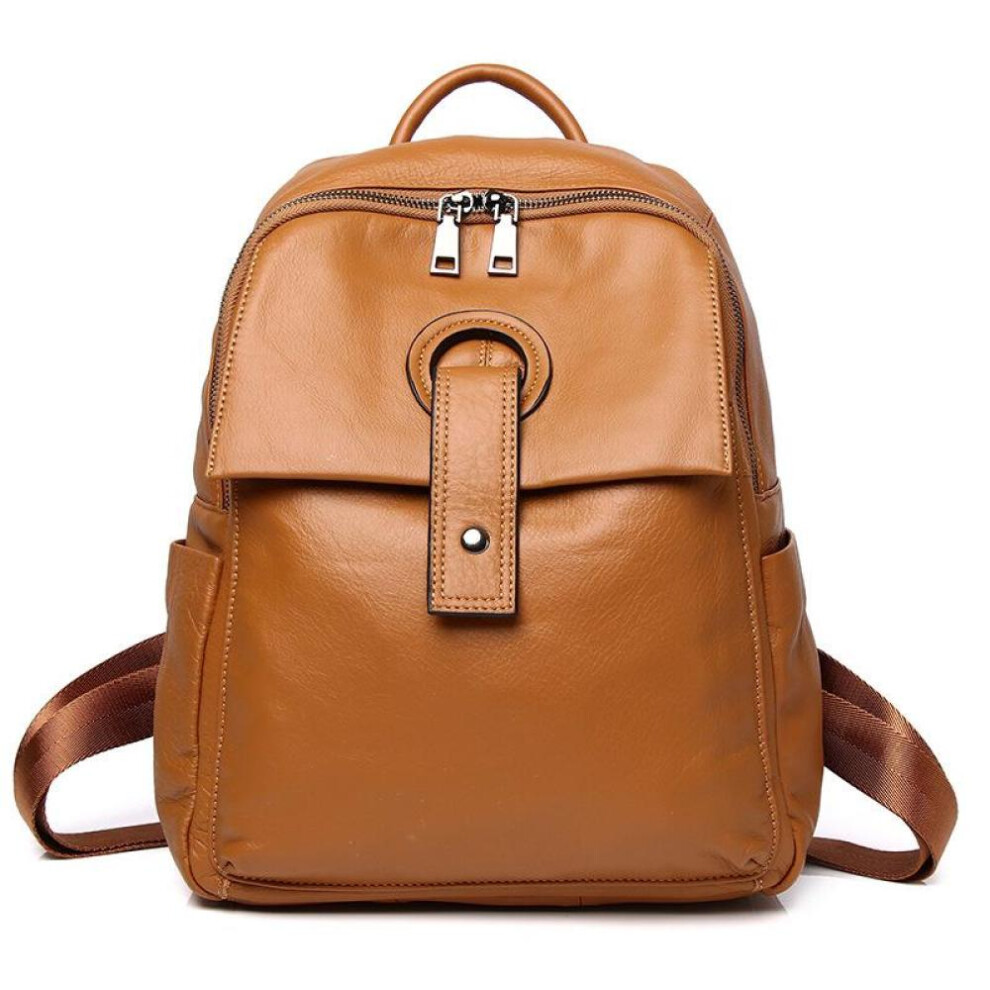 (brown) Women Quality Designer Genuine Leather Backpacks For Women Casual Daypack Black Vintage Backpack School Bags For Girls