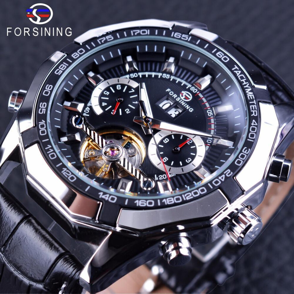 (white, 205mm*24mm*46mm) Forsining Men Mechanical Automatic Tourbillon Sports Wristwatches Steel Luxury  Casual Watch