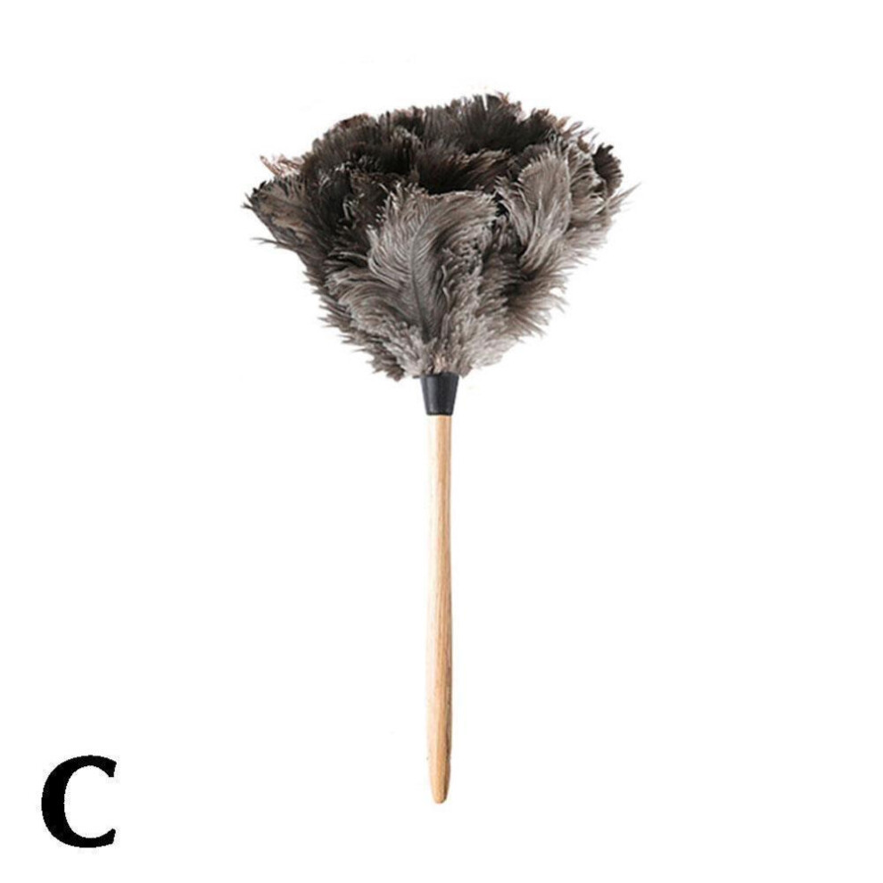 (42cm) Anti Static Genuine Ostrich Feather Duster Wooden Handle Brush Clean 2024