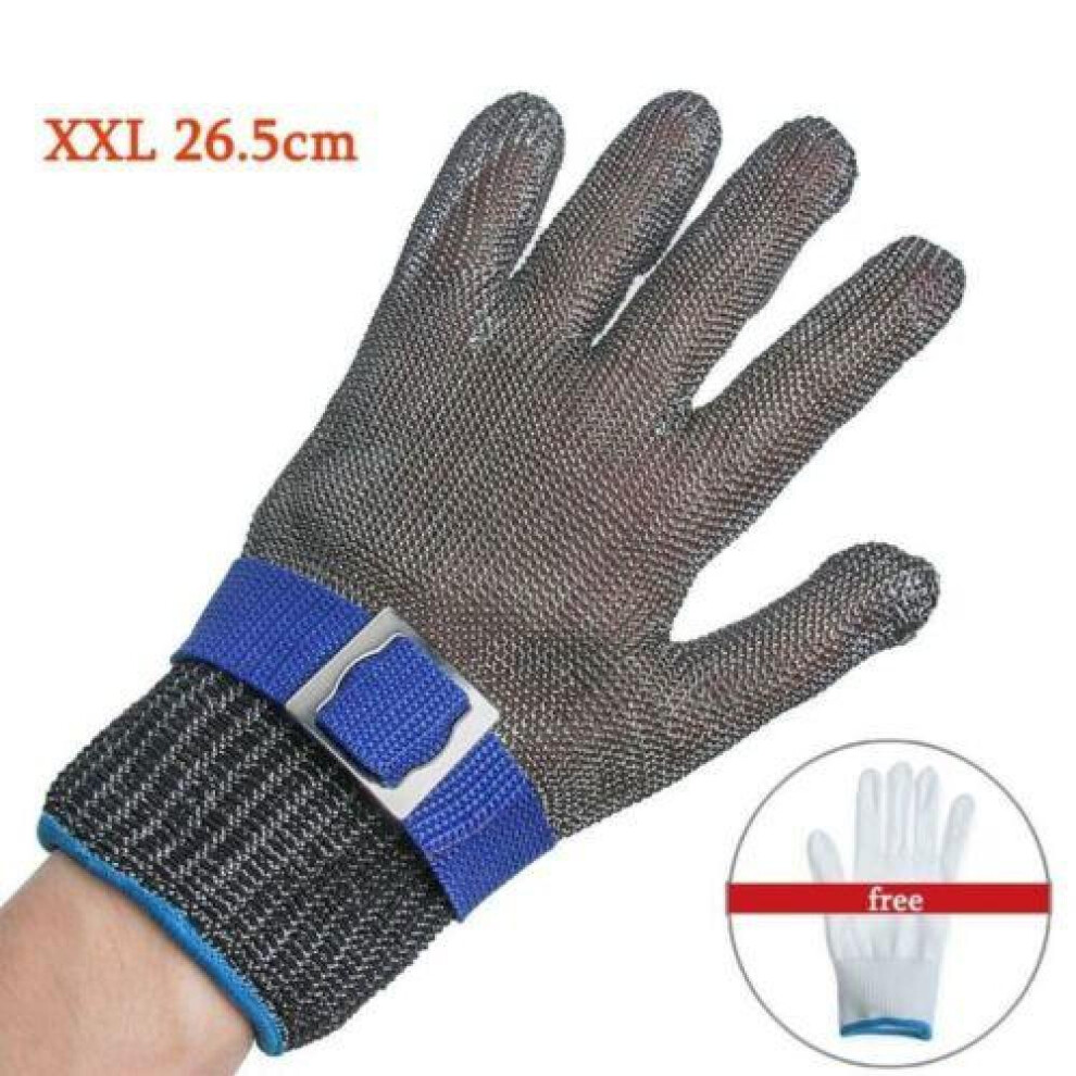 (XXL) Cut Proof Stab Resistant Glove Stainless Steel Metal Mesh Butcher Safety Gloves