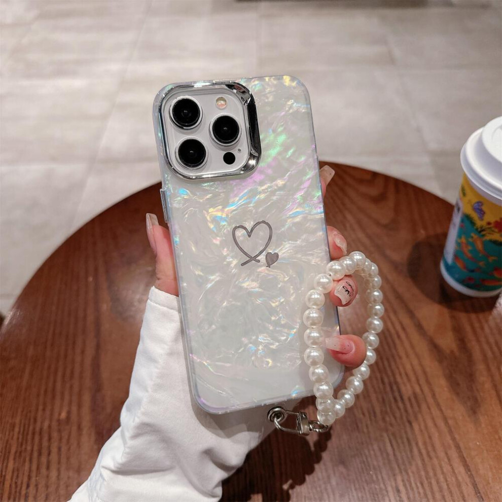 (white, iphone 15 Pro Max) Pearl Hand Chain Love Phone Case For Iphone X/xr/xs Max/11/11pro/12/13/14/15/pro/plus/pro Max, Perfect Birthday Gift For Fa