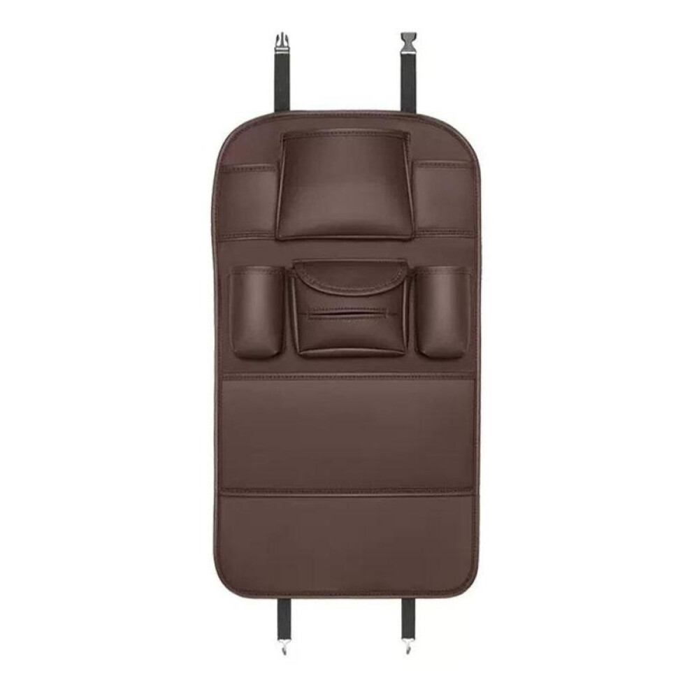 (brown) Leather Car Seat Back Organizer Storage Bag Protector Cover Anti-kick Pad Car Styling For Cars Car Seat Back Organizer Backseat Protector