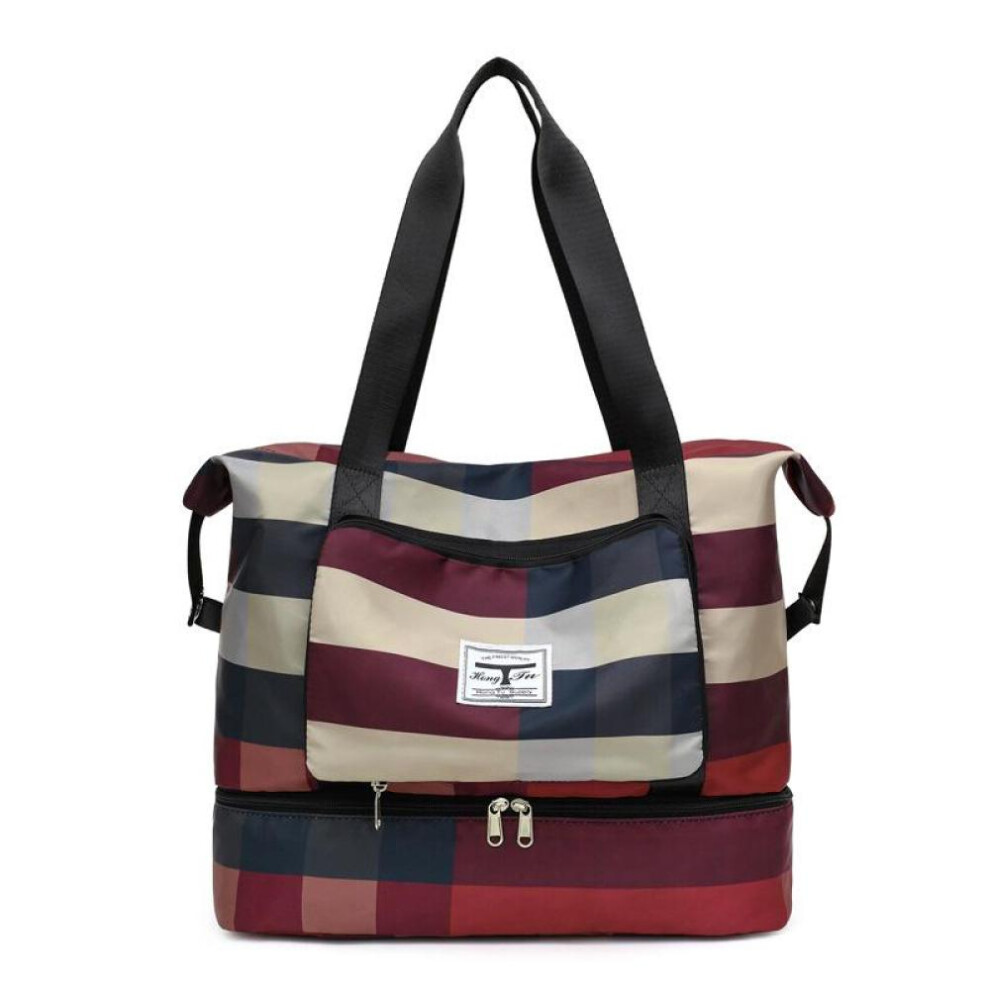(wine red) Travel Bags Large Capacity Waterproof Luggage Tote Duffle Bag Gym Yoga Storage Shoulder Bags For Women Men Big Luggages