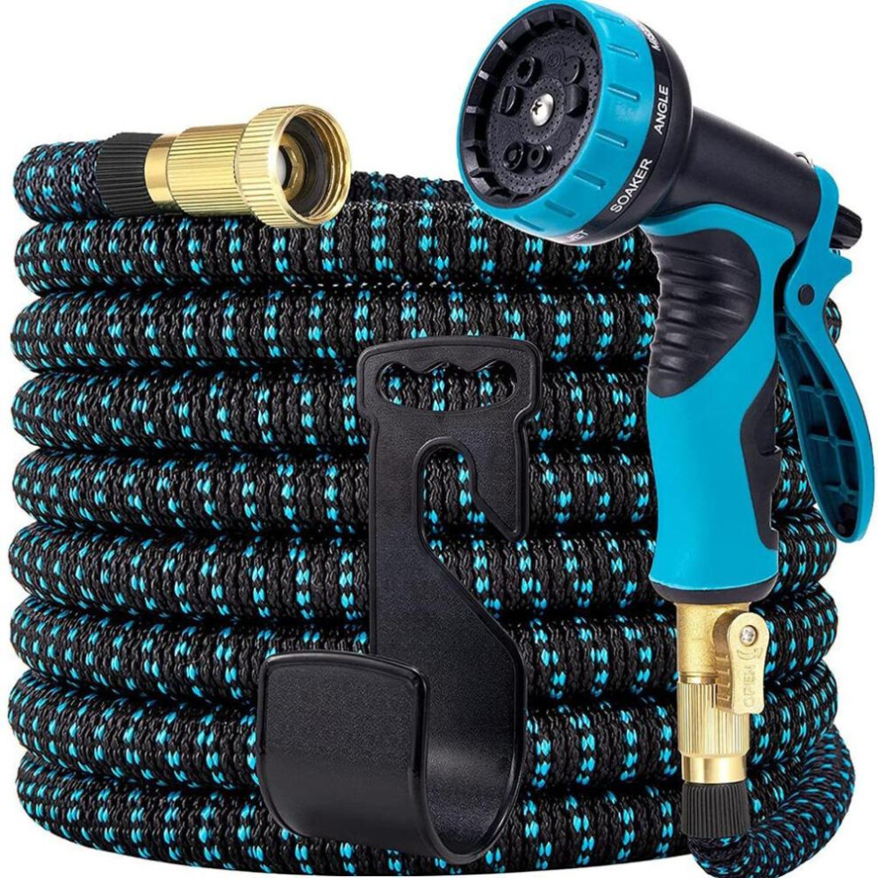 (blue, 100ft 30m) Wtempo 25-100ft Garden Magic Telescopic Water Hose Set High Pressure Car Wash Water Gun Watering Garden Water Pipe Garden Hose Water Pipe