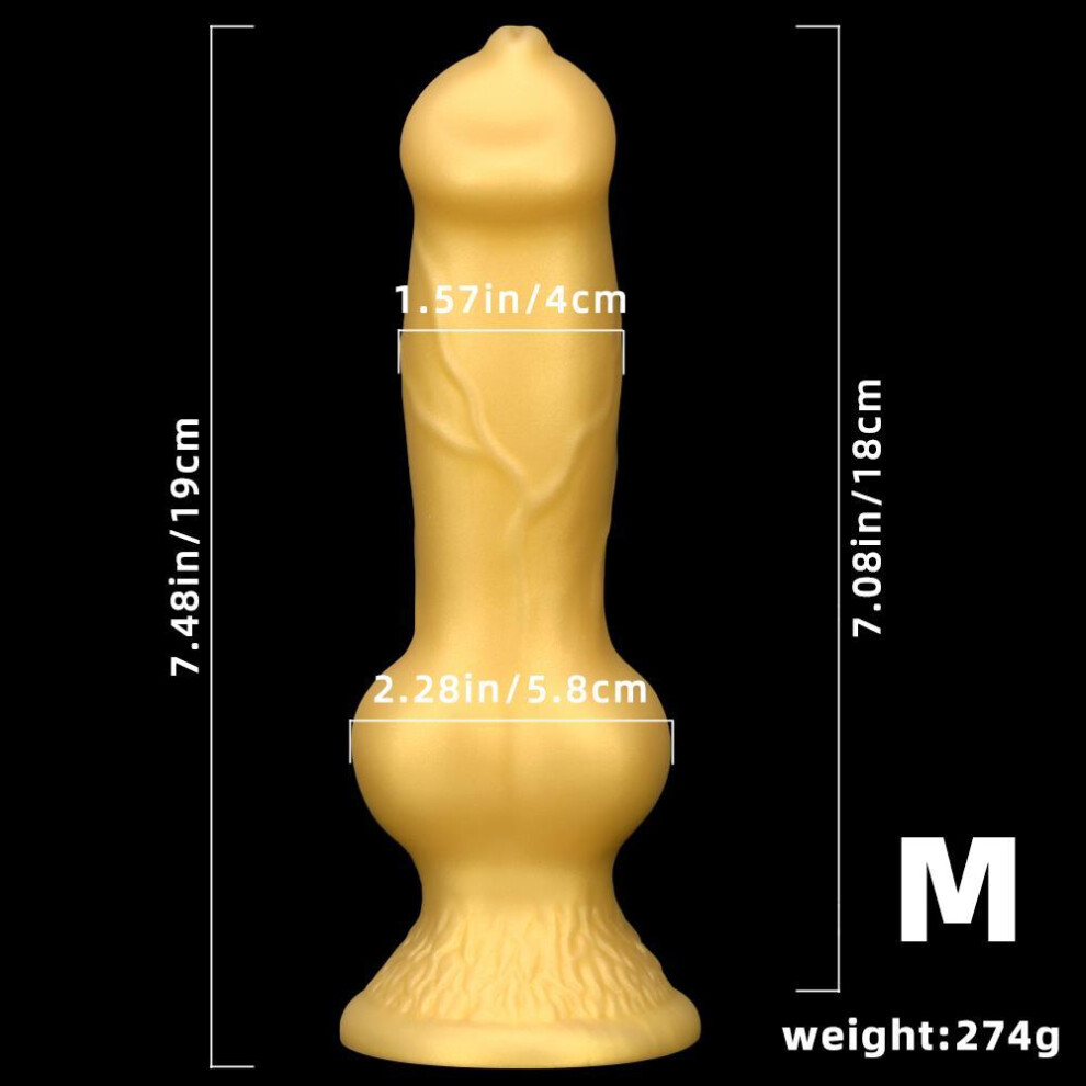 (gold, M) Huge Silicone Animal Dildo Anal Plug Prostate Sex For Men Women Suction Cup Adult Supplies Large Butt Plug Dog Knot Dildo