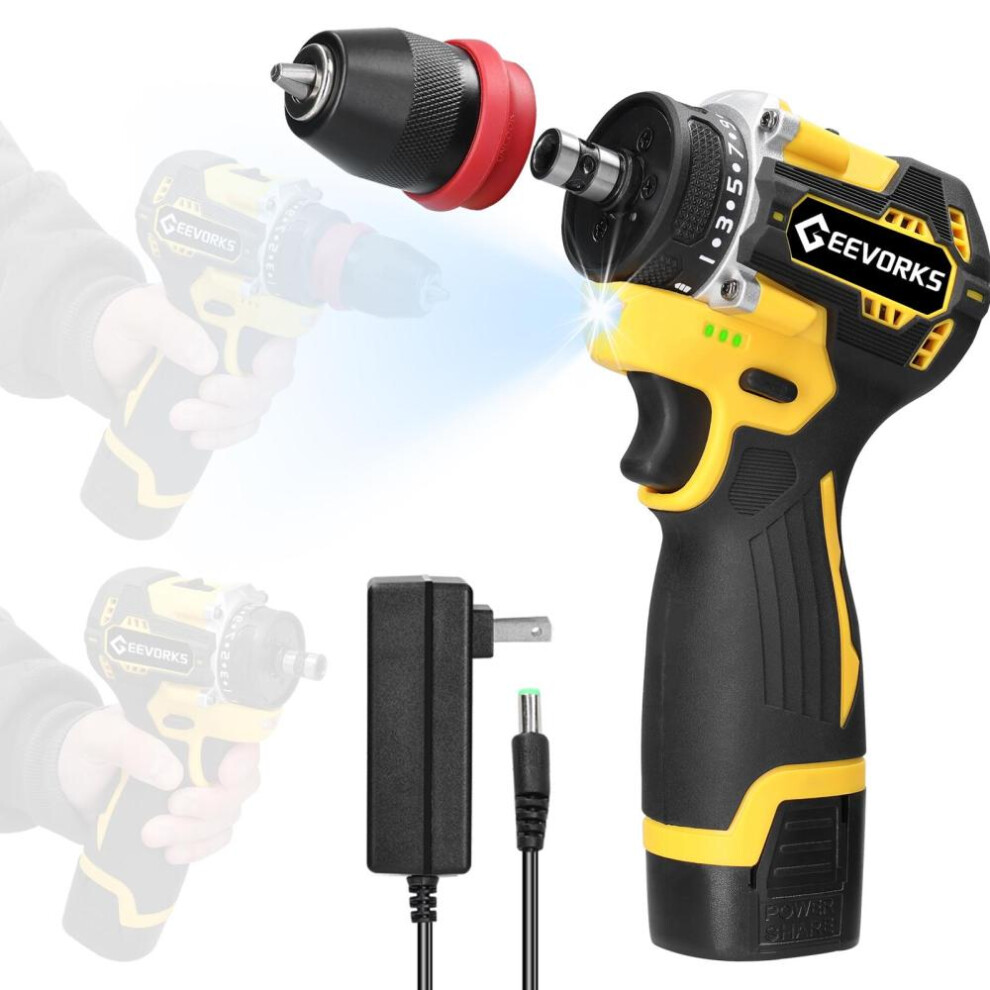 (multicolor, 1pcs battery US Plug) Geevorks 16.8v 2in1 Lithium Drill Electric Screwdriver Multi-function Power Tool 45nm Torque