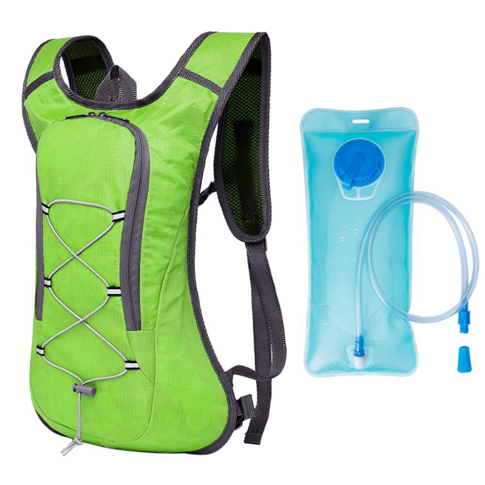 (green, backpack with 2l water bladder) Breathable Ultralight Bicycle Backpack Outdoor Sport Cycling Camping Hiking Running Hydration Pack