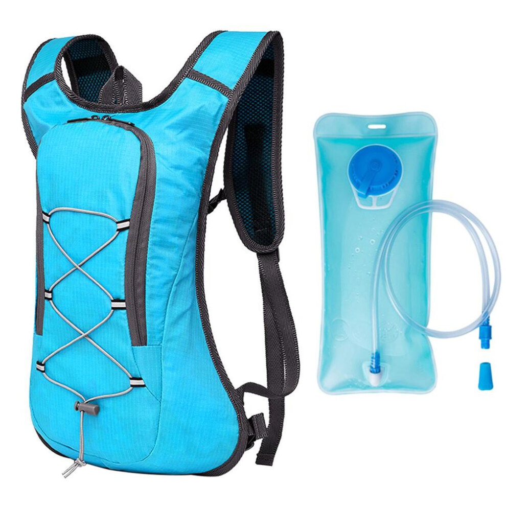 (blue, backpack with 2l water bladder) Breathable Ultralight Bicycle Backpack Outdoor Sport Cycling Camping Hiking Running Hydration Pack