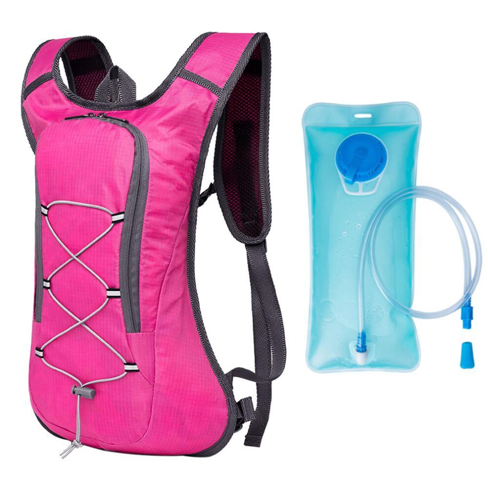 (pink, backpack with 2l water bladder) Breathable Ultralight Bicycle Backpack Outdoor Sport Cycling Camping Hiking Running Hydration Pack