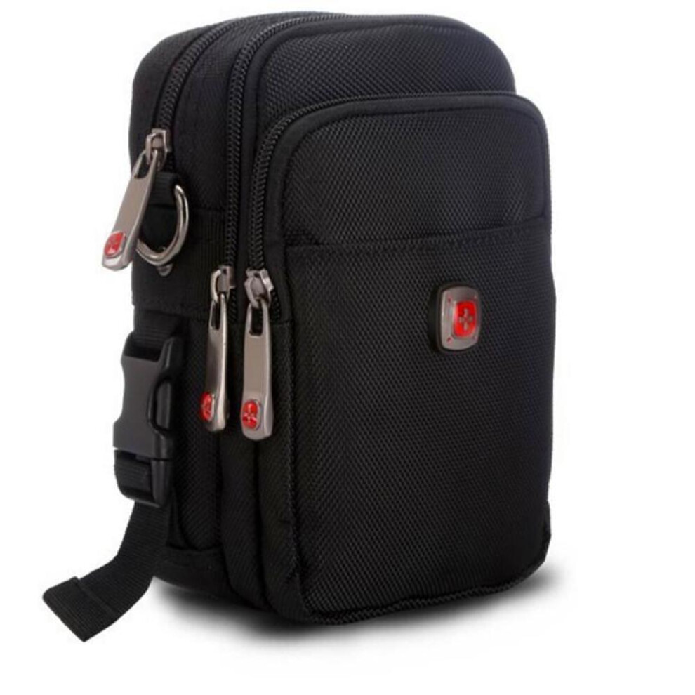 (black, M) Swiss Army Knife Men&apos;s Waist Bag Diagonal Bag Leisure Bag Small Crossbody Mobile Phone Bag Shoulder Small Bag Leisure Backpack