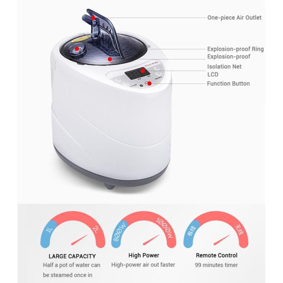(blue) 1000w Portable Steam Sauna Steamer With Remote Controller Slimming Household Sauna Box Ease Insomnia Beneficial Full Body Healthy 2l Pu Huo Da Yu 2kg
