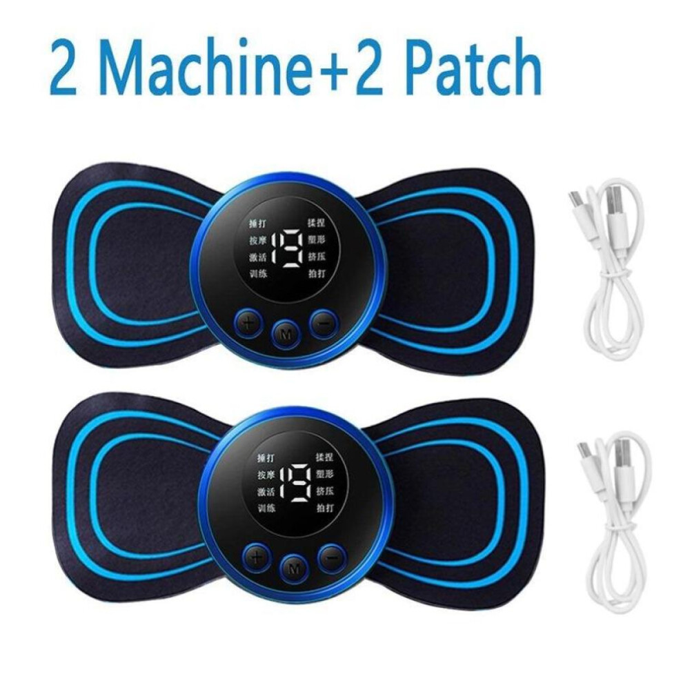 (2 PCS) 1/2/3/4pcs Ems Electric Neck Massager 8 Mode 19 Gears Tens Pulsed Therapy Instrument Cervical Back Massage Muscle Stimulator Patches Pain Relief
