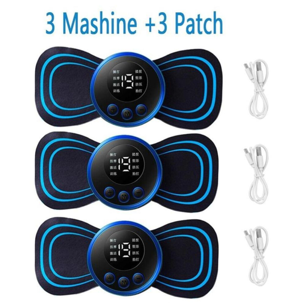 (3 PCS) 1/2/3/4pcs Ems Electric Neck Massager 8 Mode 19 Gears Tens Pulsed Therapy Instrument Cervical Back Massage Muscle Stimulator Patches Pain Relief