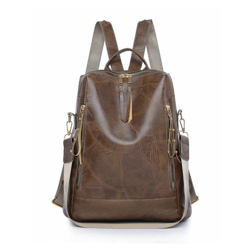 (coffee) Simple Multifunctional Large Capacity Backpacks High Quality Leather Mochilas Luxury Designer Brand Women&apos;s Backpack