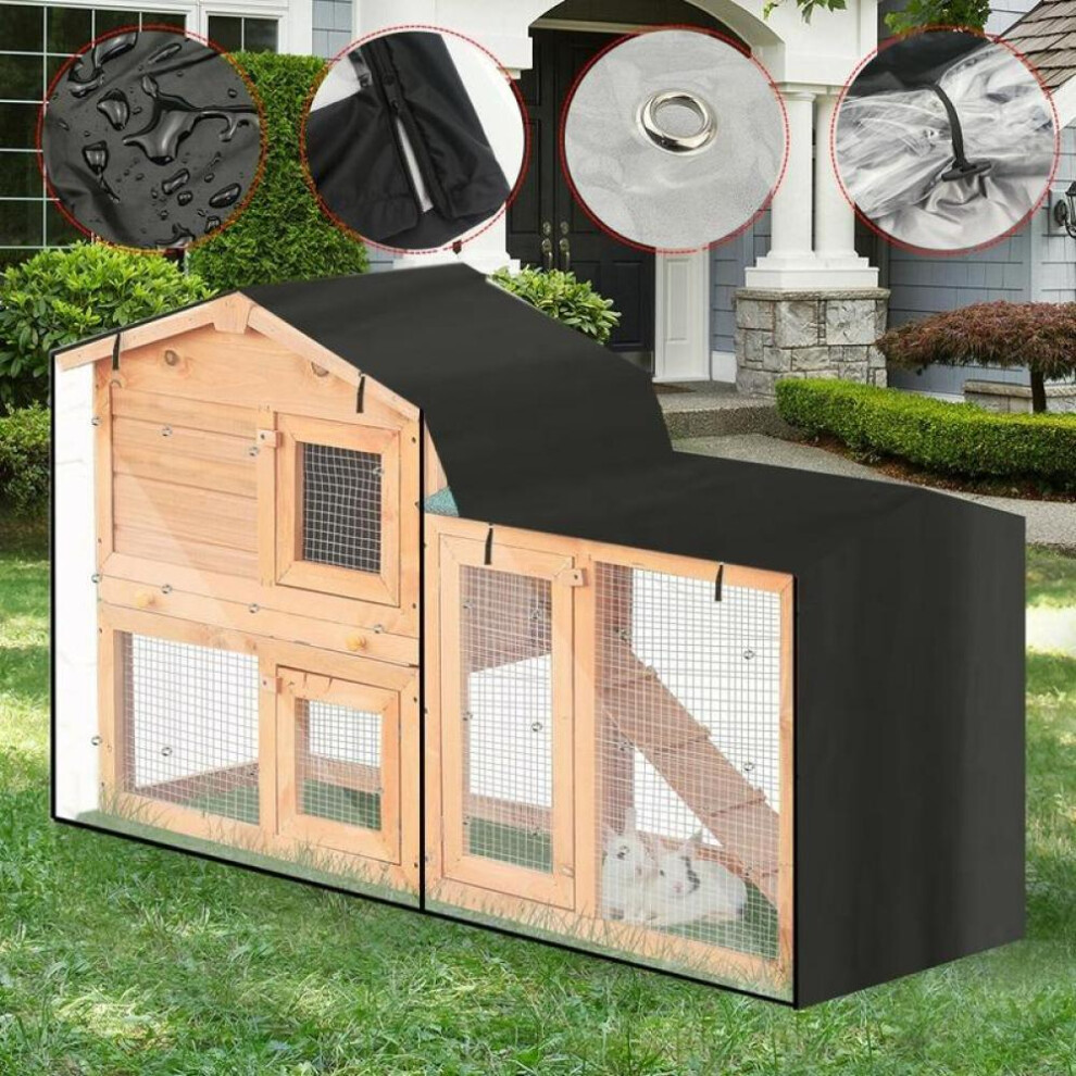 (black, 147x52x86cm) Rabbit Hutch Cover Weather Rain Water Proof Heavy Duty Guinea Pig Pet Easipet