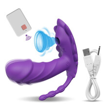 (purple, no box) Female Sucking Wearing Vibrator Wireless Remote Control 10m Stimulation Vibrating Toy Clitoris Vagina Anal Three-In-One Stimulator