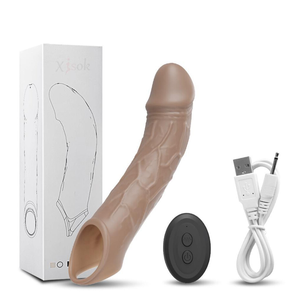 (grey, B) Remote Control Vibrating Penis Extension Sleeve Ejaculation Delay Penis Extender Reusable Silicone G-spot Stimulator For Couples