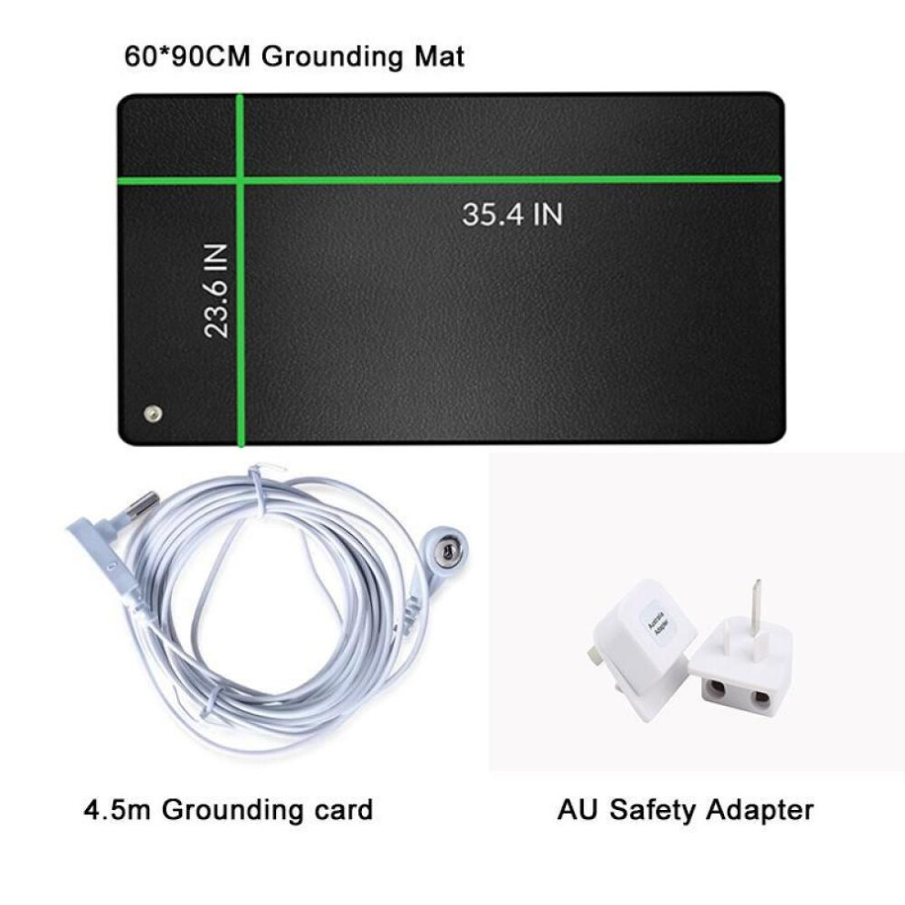 (AU Plug) 90*60cm Earthing Grounding Mat Improve Sleep Electric Mat Grounding Pad For Health Grounding Bed Mat With Grounding Cord Adapter
